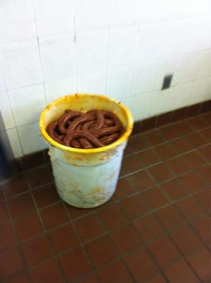 They put their meat in trash cans constantly-----often without washing them out for a change up on meat