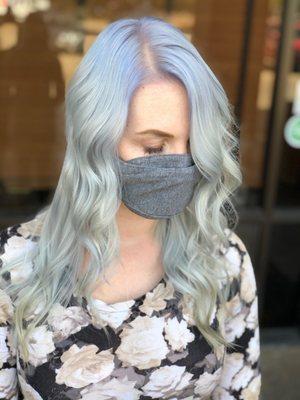 Purple/ silver toned platinum blonde