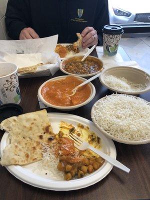 Plain naan, Tikka Masala and Chana Masala