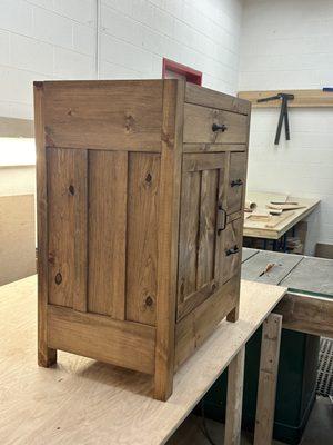 Custom Bathroom Vanity built from reclaimed pine.