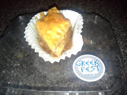 Whats left of the baklava! Really dense but soooo good!! Greekfest 2014.