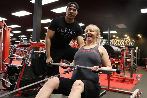 Rebecca Perfecting her Underhand Rows.