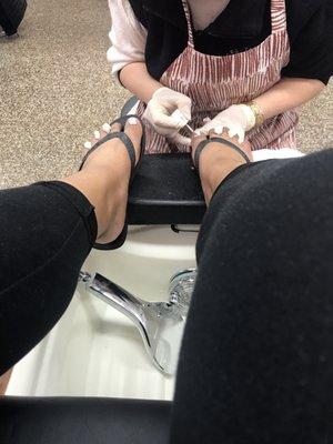 pedicure (no tools were sanitized)