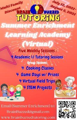 BrainBuzzed Tutoring is thrilled to host our Virtual Summer Enrichment Learning Academy!