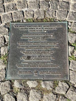 Plaque for the Soldiers' and Sailors' Arch