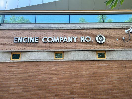 Chicago fire engine company NO. 51 sign on side of fire house