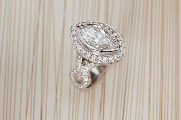 Custom Design Marquise Cut Diamond Ring