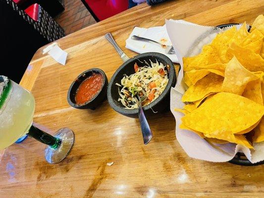 Chips and Salsa, slaw was really good