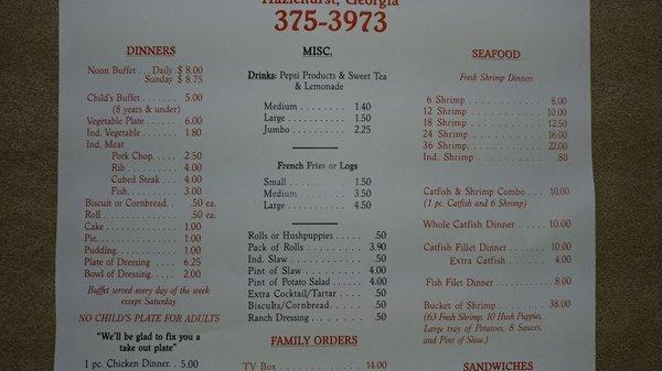 Closer view of menu 1/2