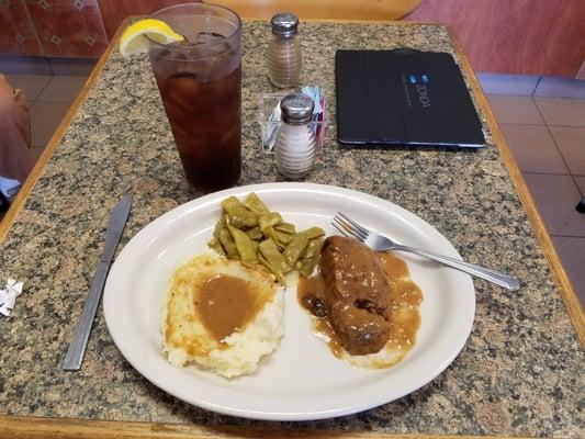 Friday's special is meatloaf, green beans, and mashed potatoes for $8. AWESOME!