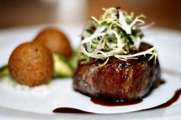 Filet of Mishima Ranch Wagyu, Smoked Potato Dauphine, Asparagus, Sauce Bernaise