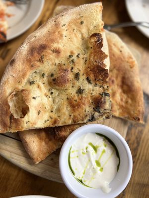 Flat bread with goat cheese dip