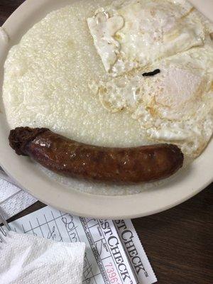 Eggs grits sausage link