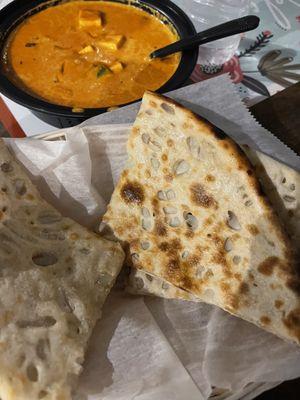 Onion naan with aloo paneer