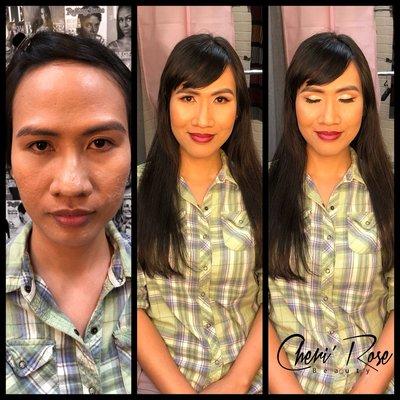 Glam Makeup Before and After