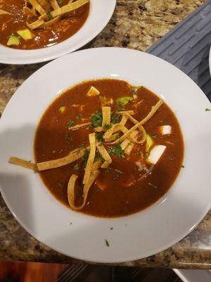 Traditional Mexican tortilla soup