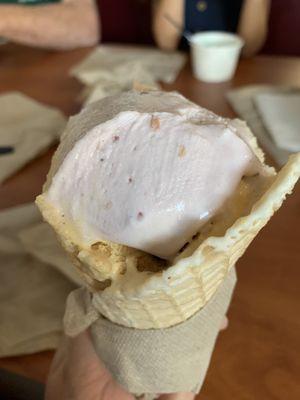 What's left of my raspberry ricotta (top) and pumpkin (bottom scoop).