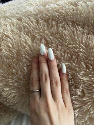 this was three days after getting my nails done at Beauty nails spa. The paint is chipping, the white is dirty, missing a nail ‍