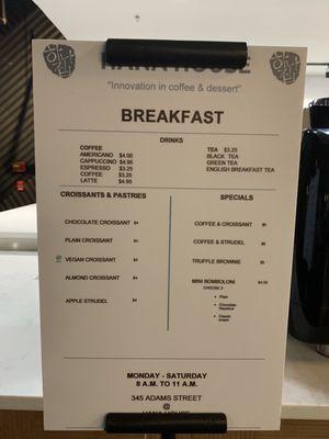 Cafe menu