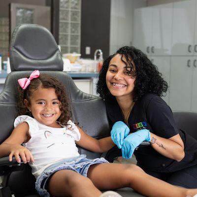 Kids Smiles patient with dental hygienist