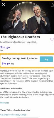 Goldstar has Discount Tickets for The Righteous Brothers " You've Lost that Lovin feeling" " Time of Your Life" Dirty Dancing in Lowell MA.