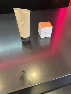 Pore cleanser and eye cream that sales associate helped me pick out