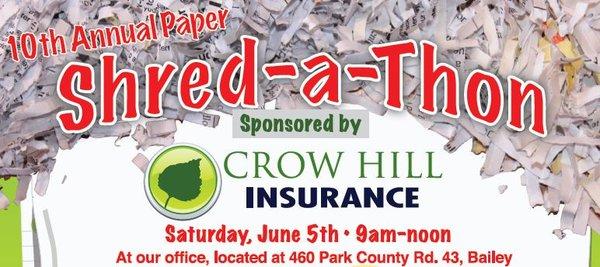 10th Annual Shred-A-Thon
 June 5th 9-12