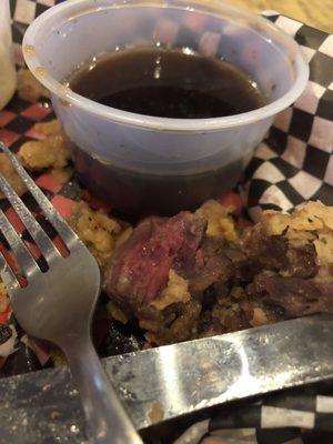 Raw steak was served in the snake bites!!!!