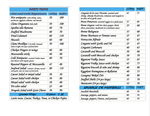 Our 2022 catering menu