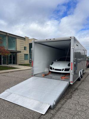 We offer Pick up & Delivery with our Intech Enclosed trailer.

This Porsche GTS received front end PPF Removal and replacement!