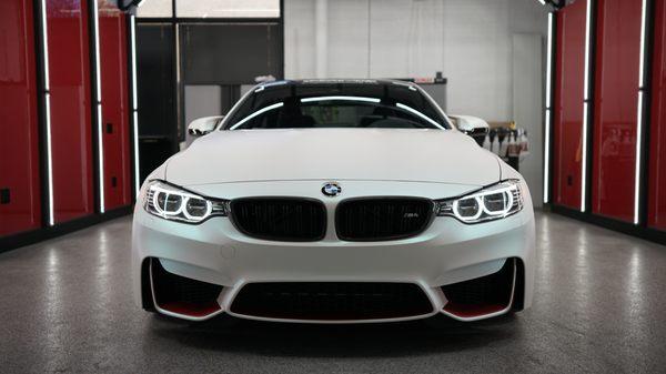 BMW M4 Wrapped in KPMF Matte Aurora Pearl White