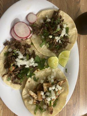 Chicken and Steak tacos