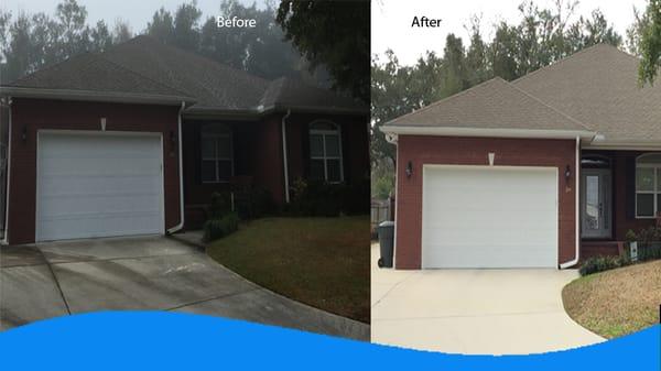 Pressure washing a home in Fort Walton Beach, Florida.