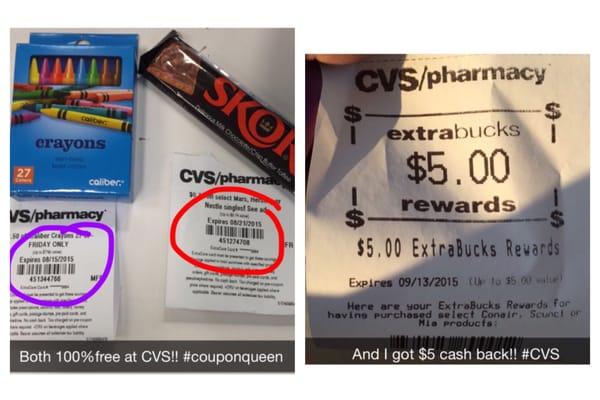 Double coupons score a Free Skor bar and crayons!! #CVS #extrabucks