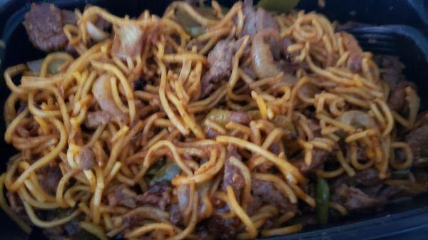 Nasty Mongolian beef with should have been UDON