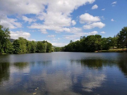 Right across the street from the pond in Easthampton (1 Cottage Street)