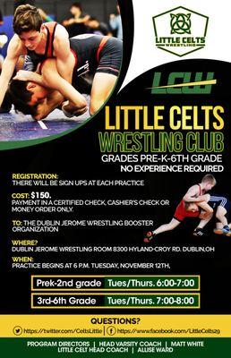 Co-ed Wrestling Tuesdays & Thursdays @dublin jerome high school