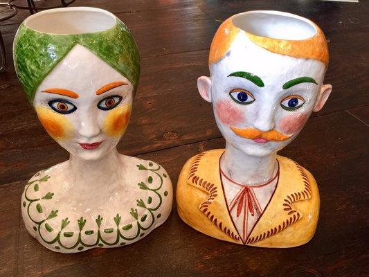 Rare Vintage Horchow Italian head vases