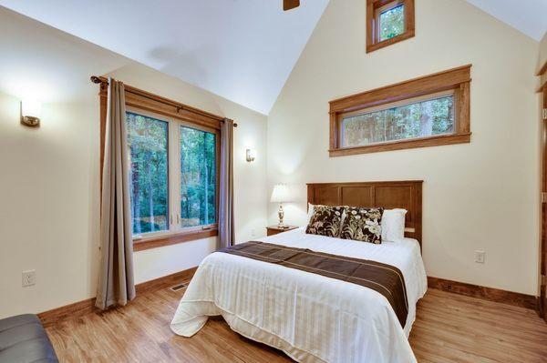 Luxurious bedroom with forest views