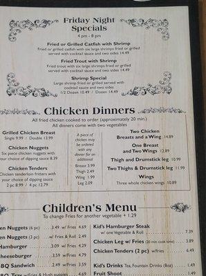 Lunch and dinner menu