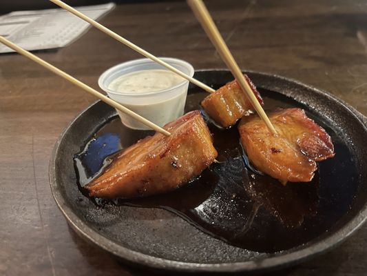 Pork belly lollipops