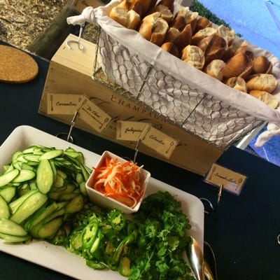 S+S Gastro Grub Catering at Casa de la Vista serving Banh Mi Fixings for the Whole Roasted Pig