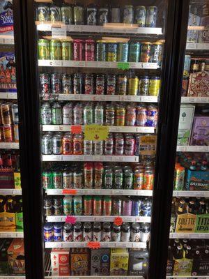 Wide variety of craft beer cans.