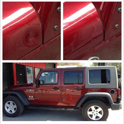 Paintless Dent Repair on a beautiful Jeep - Before and After