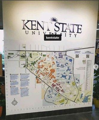 VMS specializes in wide format graphics like this campus map wall decal for Kent State University.