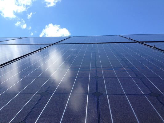 A close-up of panels on a high-production sunny day!