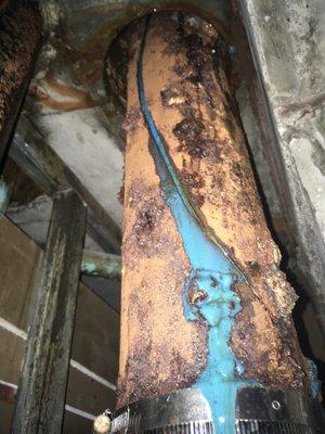 cracked vent pipe rehabilitated with Nu flow