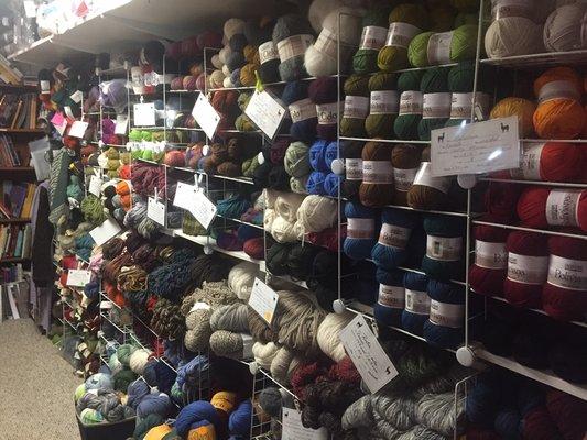 Shop with lots of variety of yarns and needles. Supplies for knitting, weaving, spinning, and Felting