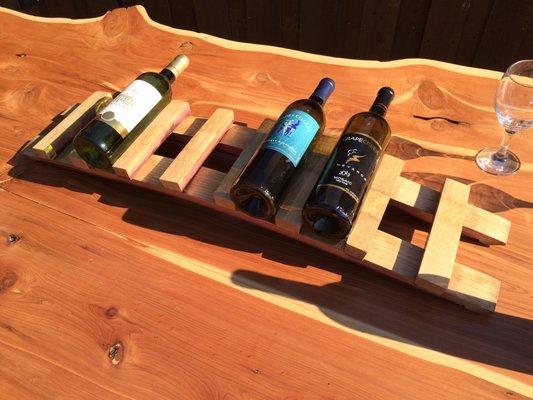 7 bottle wine rack made from oak wine barrel staves