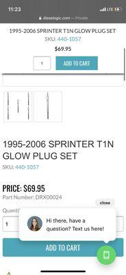 Price of 5 glow plugs - $14 each here compared to $39.82 each from Linden